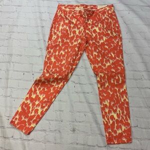 GAP KHAKIS BY GAP skinny mini Vibrant Orange and Cream cropped Pants size 4 Nwot